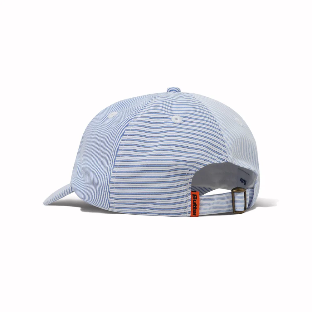 Butter Goods Rounded Logo 6 Panel Cap French Blue Stripe - Image 2