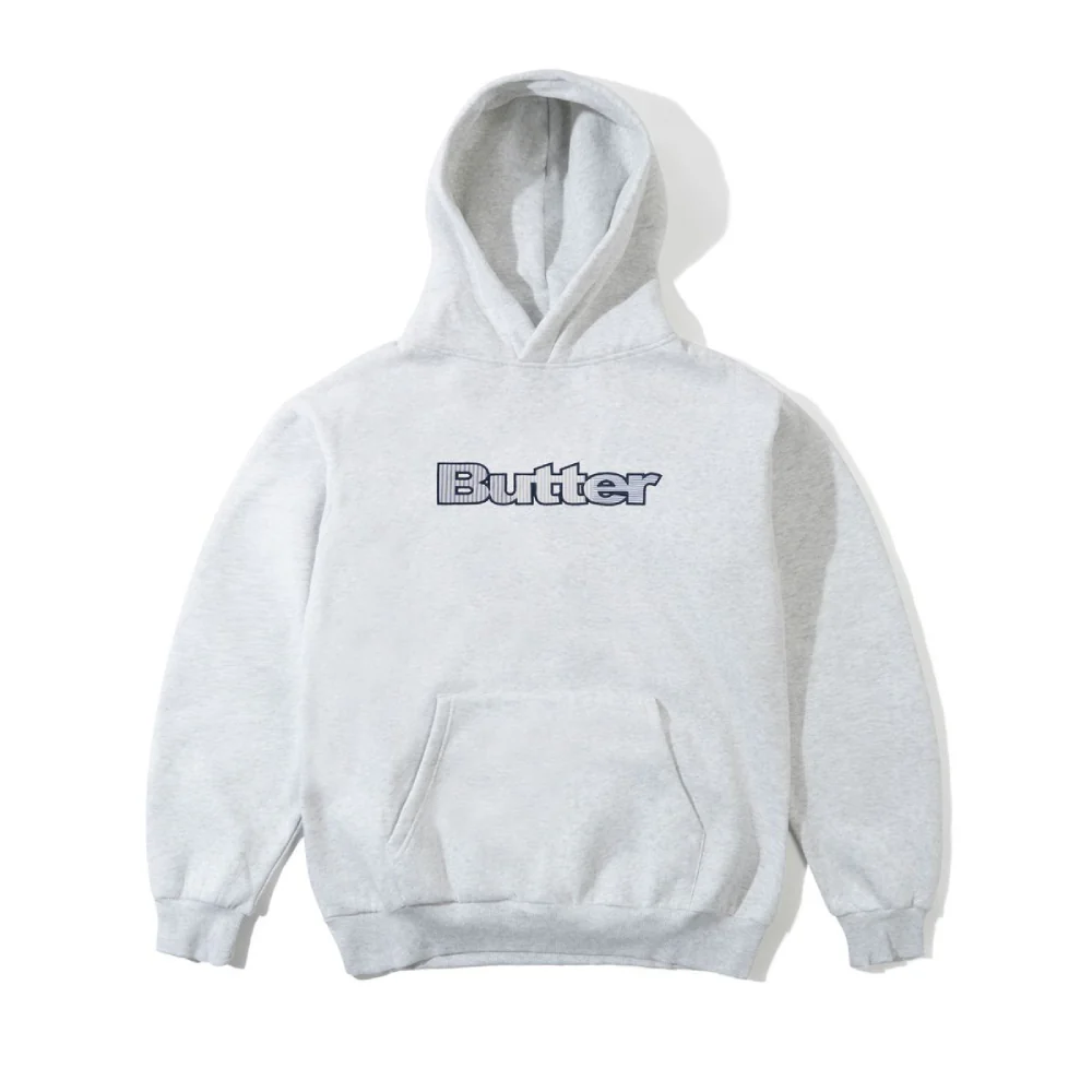 Butter Goods Stripe Logo Applique Pullover Hood Ash