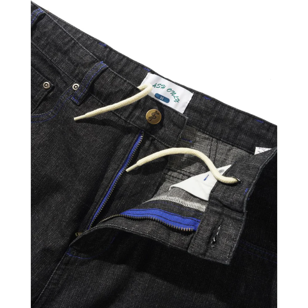 Cash Only Break Denim Shorts Streaky Black - Image 3