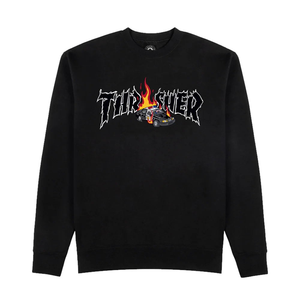 Thrasher Cop Car Neckface Crewneck Black