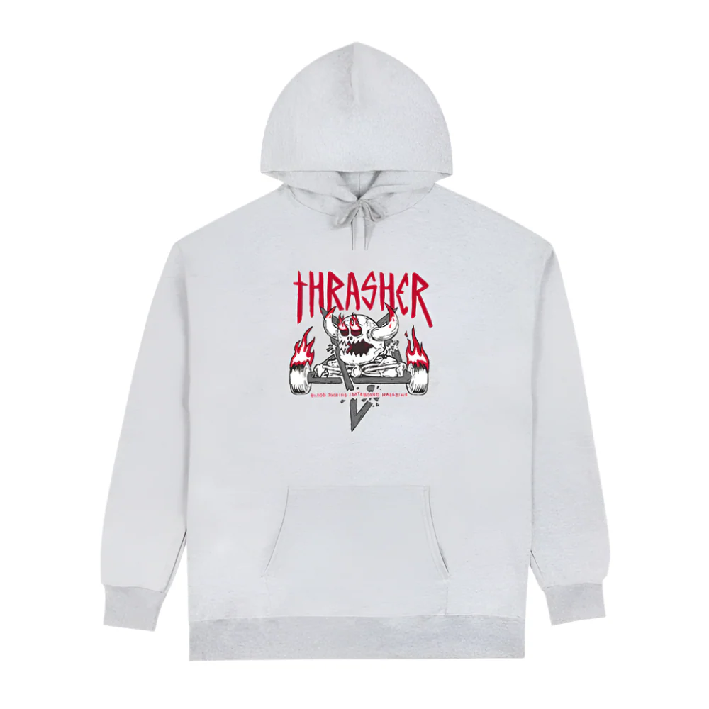 Thrasher x Toy Machine Monster-Gram Hood Ash Grey
