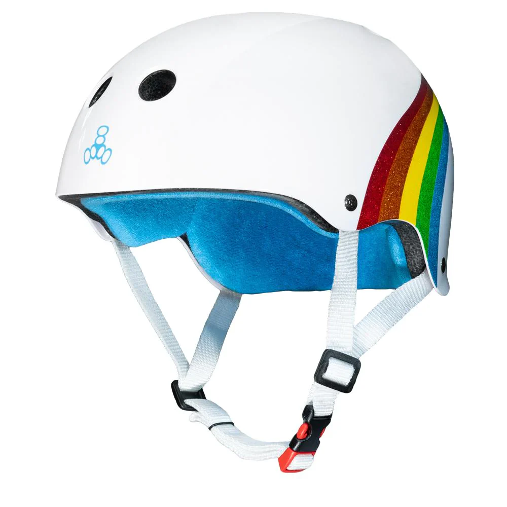 Triple 8 THE Certified SS Rainbow Sparkle White Limited Edition Helmet - Image 2